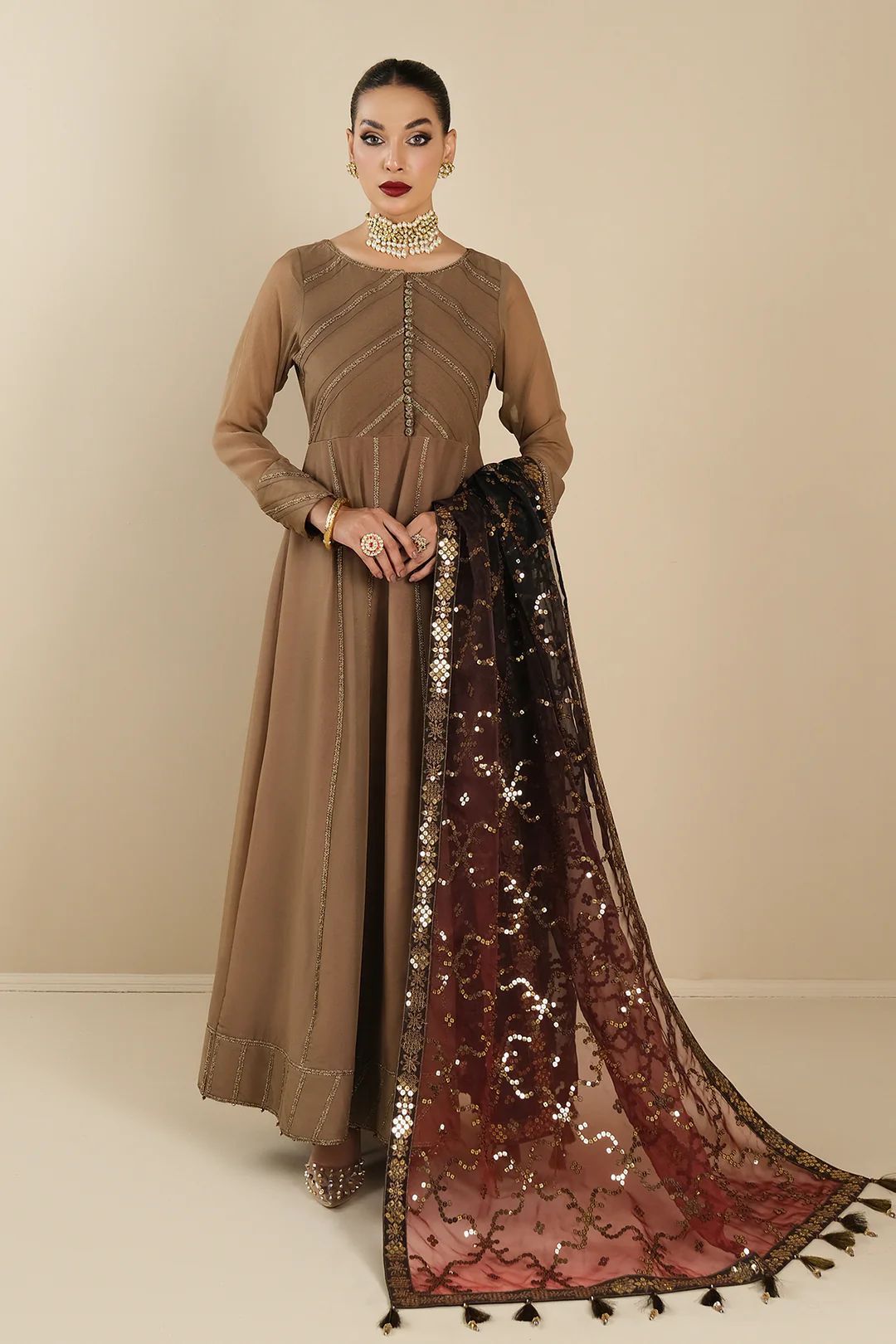 Alizeh Brown Maxi Dress
