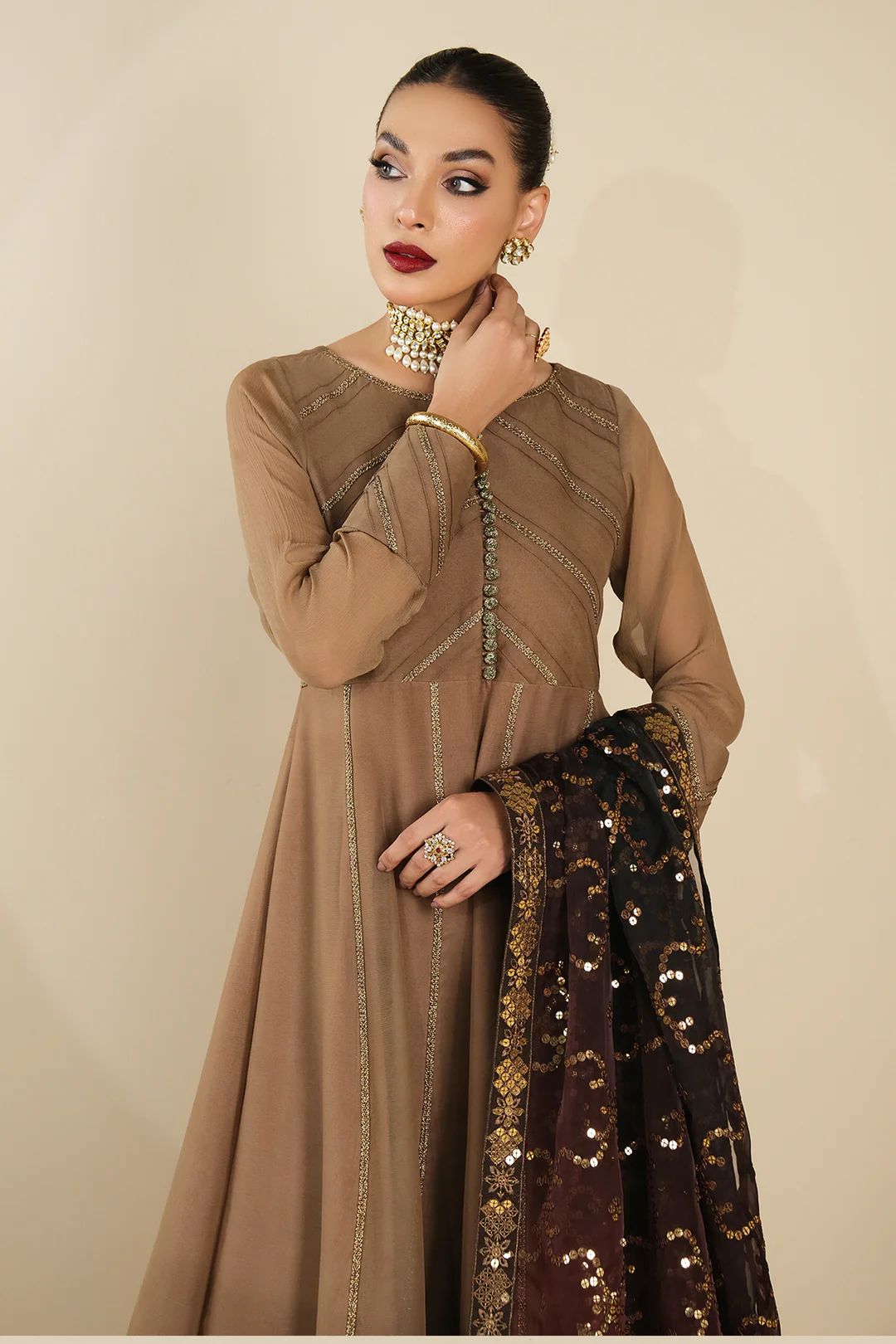 Alizeh Brown Maxi Dress