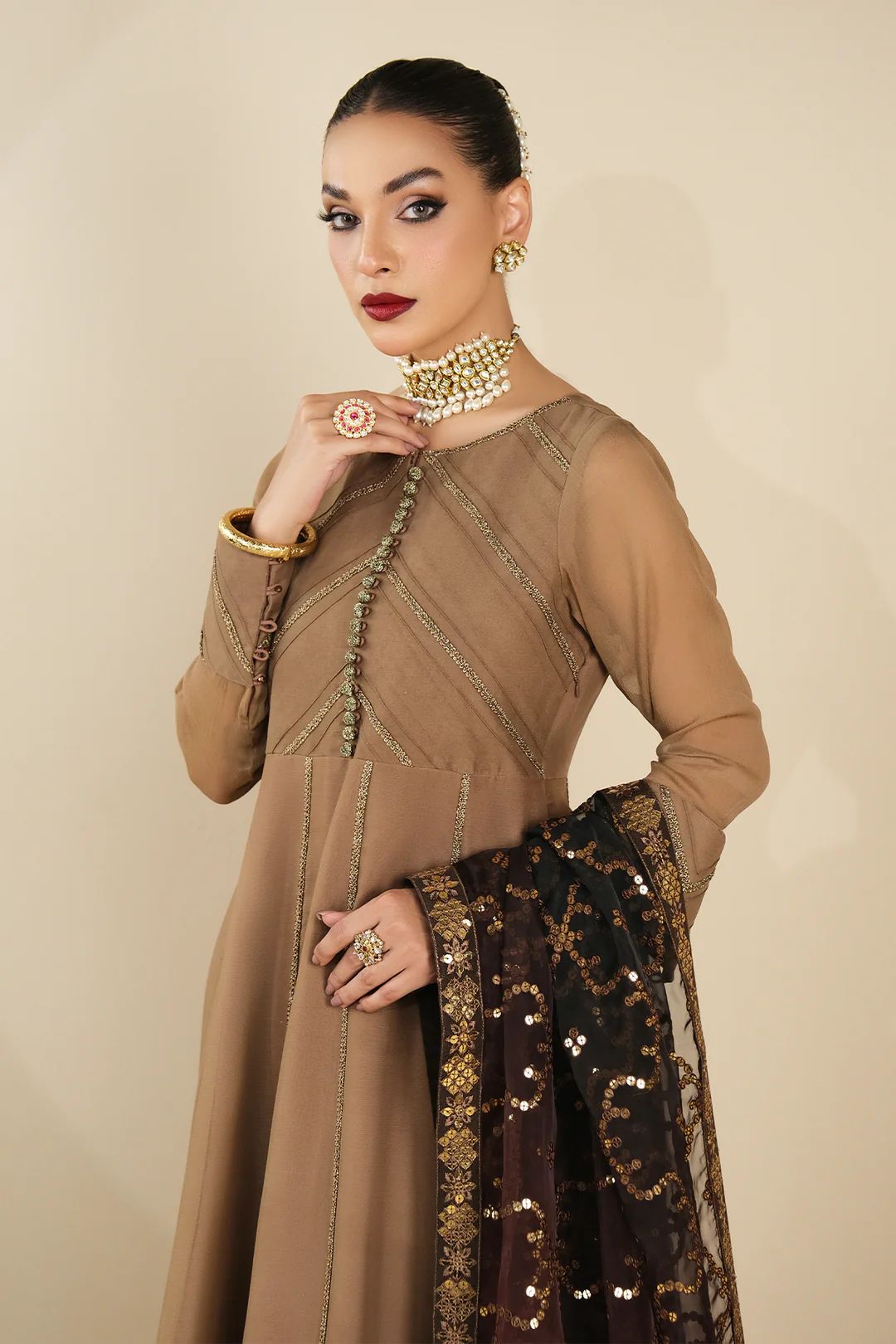 Alizeh Brown Maxi Dress