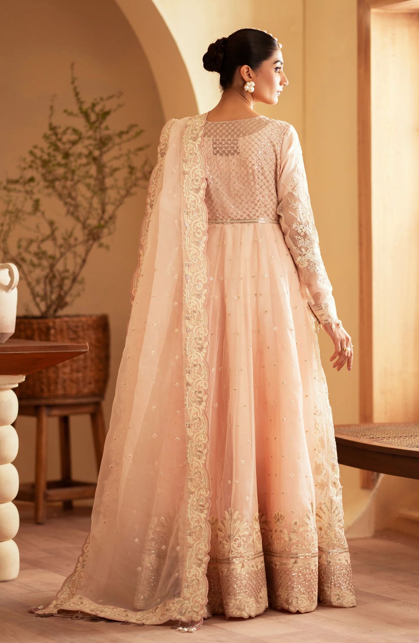 Emaan Adeel Beige Maxi Dress