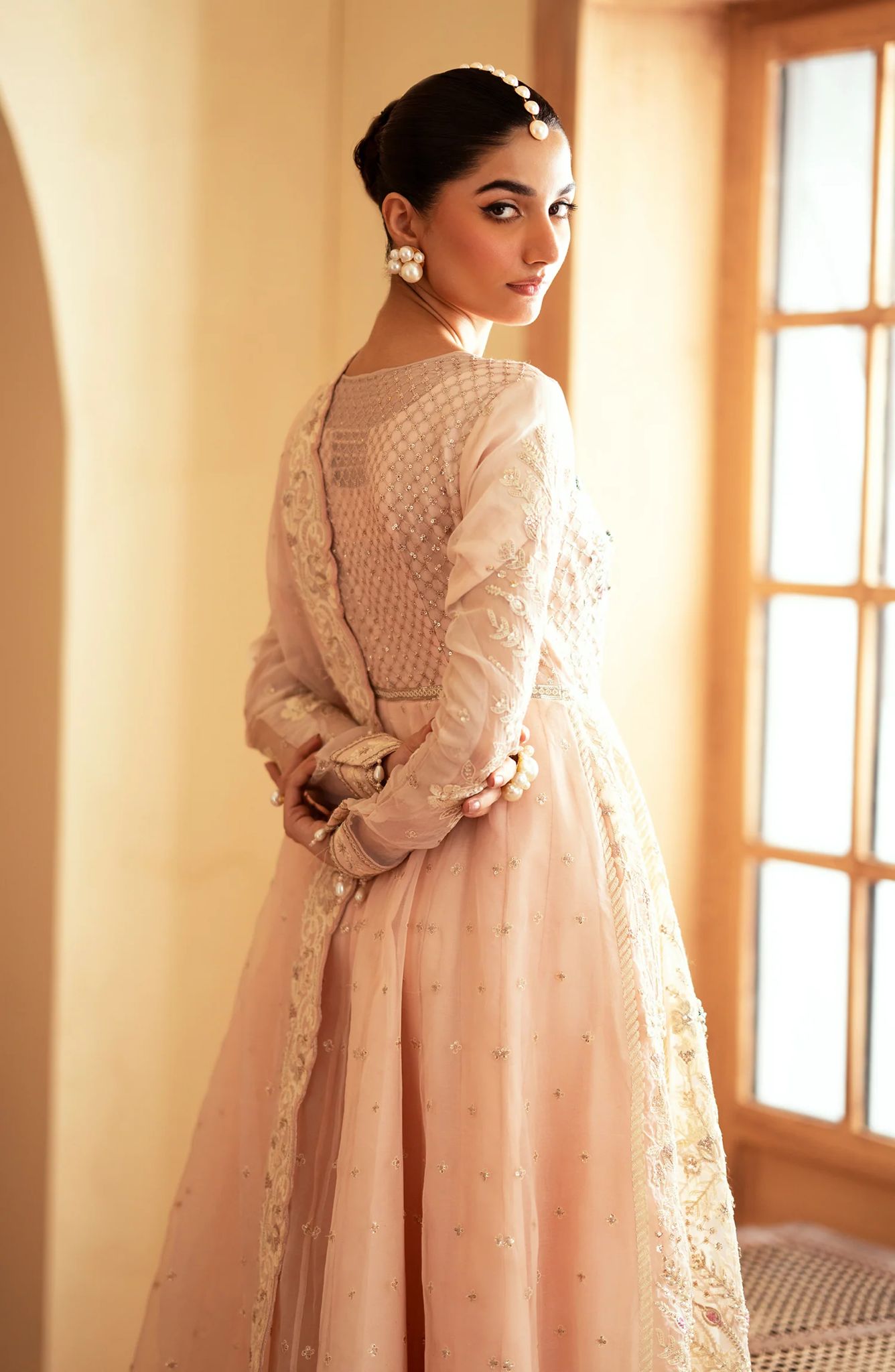 Emaan Adeel Beige Maxi Dress
