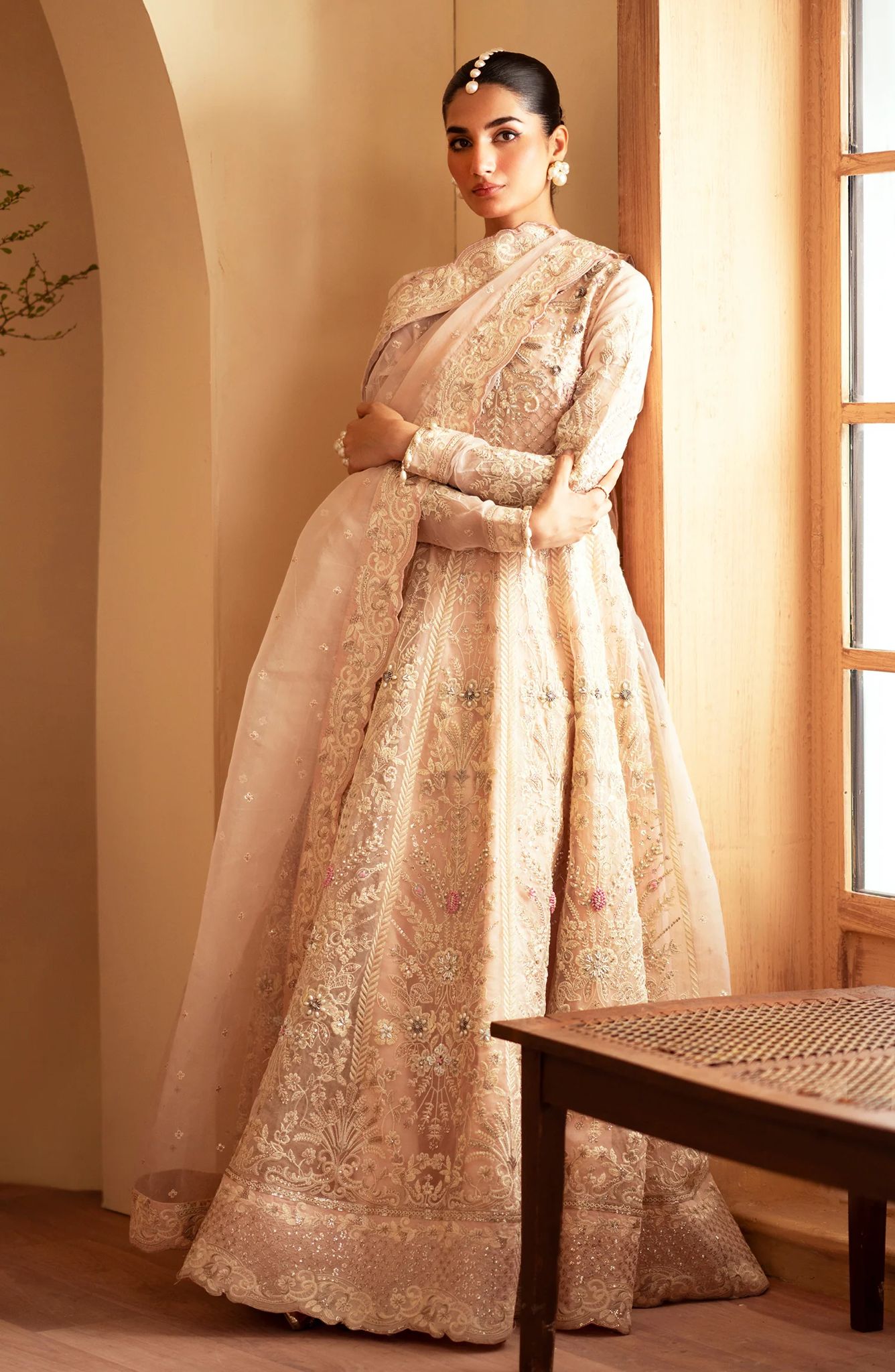 Emaan Adeel Beige Maxi Dress