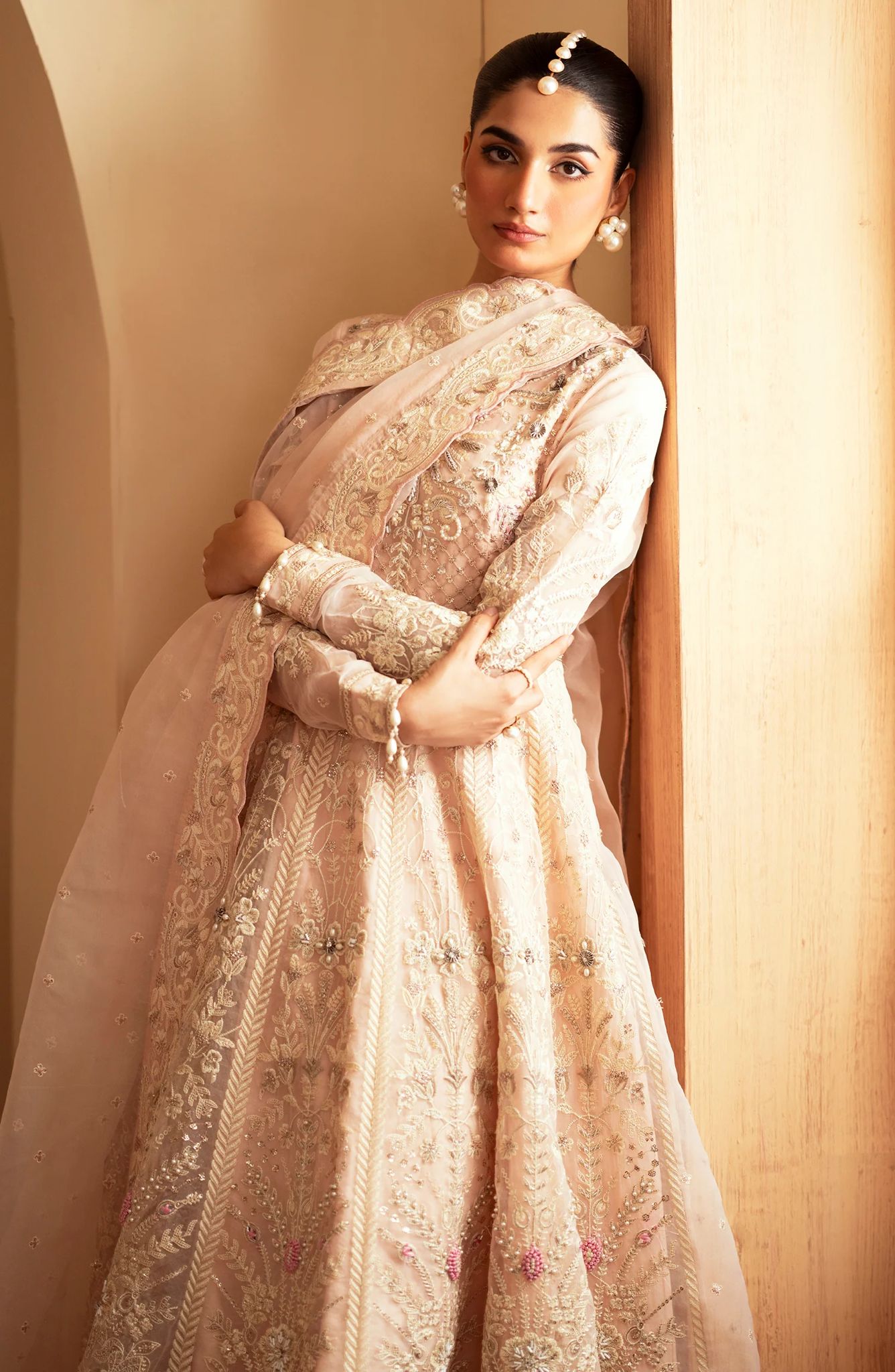 Emaan Adeel Beige Maxi Dress