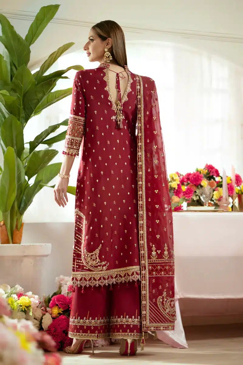 Qalamkar Red Palazzo Suit