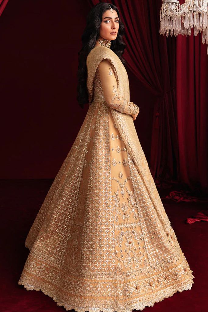 Qalamkar Beige Gold Maxi Dress