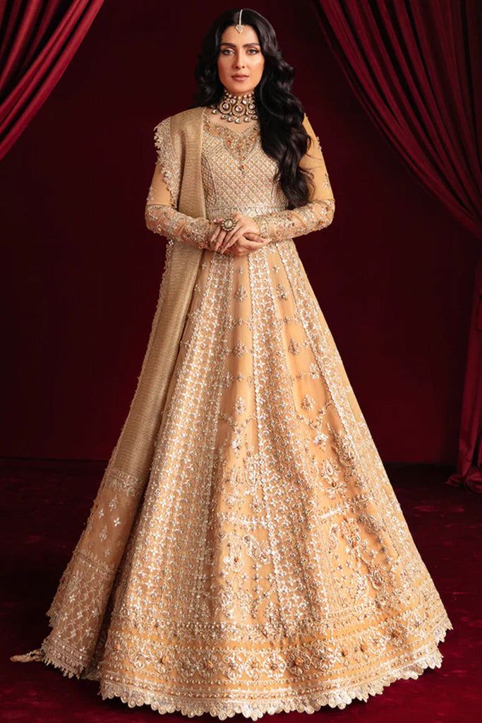 Qalamkar Beige Gold Maxi Dress