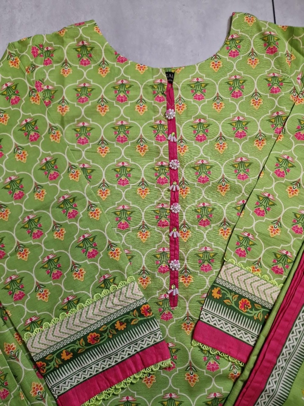 Light Green Flower Khaddar Suit