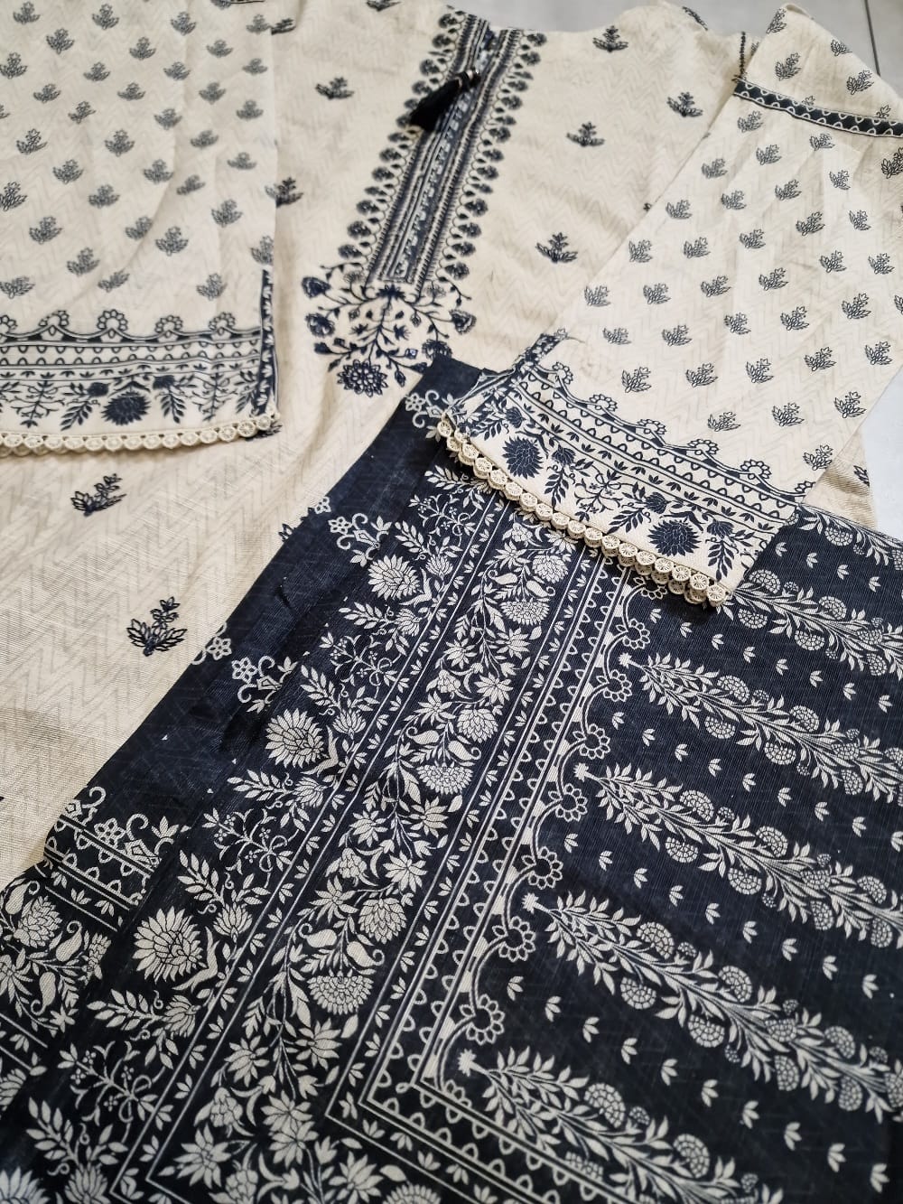 Black White Khaddar Suit