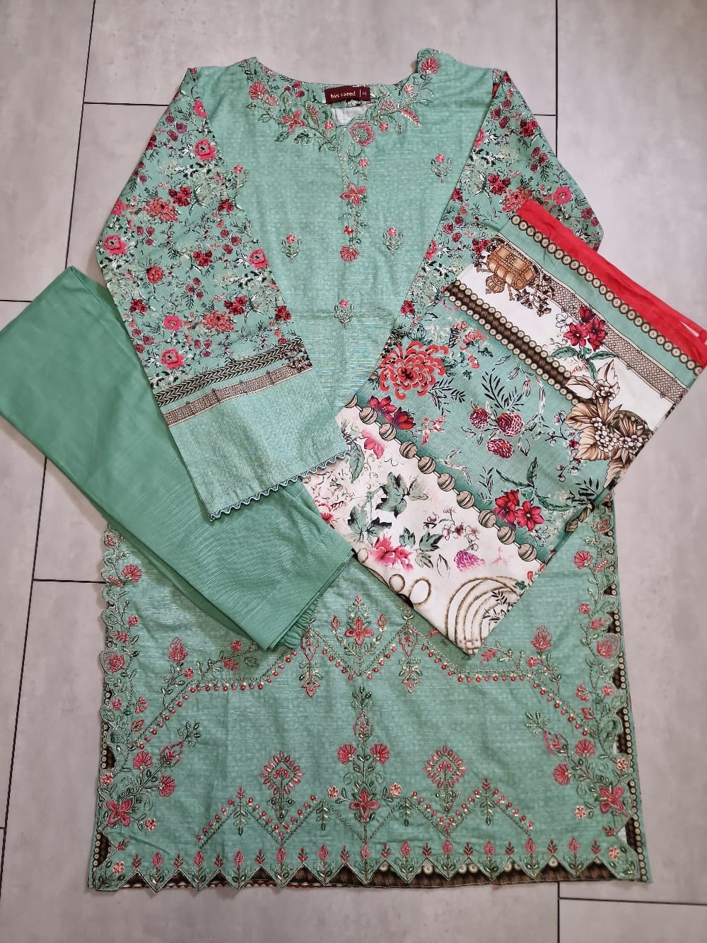 Turquoise Khaddar Suit