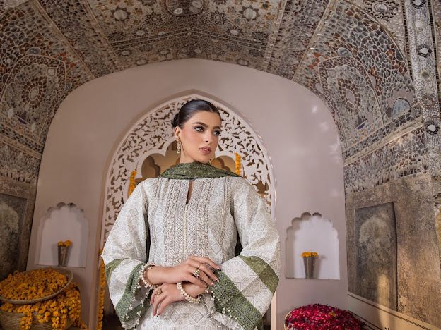 White Green Heera Suit