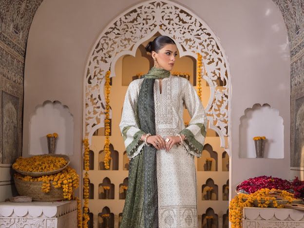 White Green Heera Suit