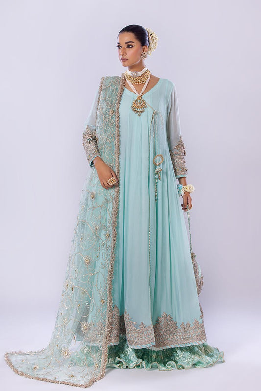 Khuda Baksh White/Pink/Turquoise Sharara Suit