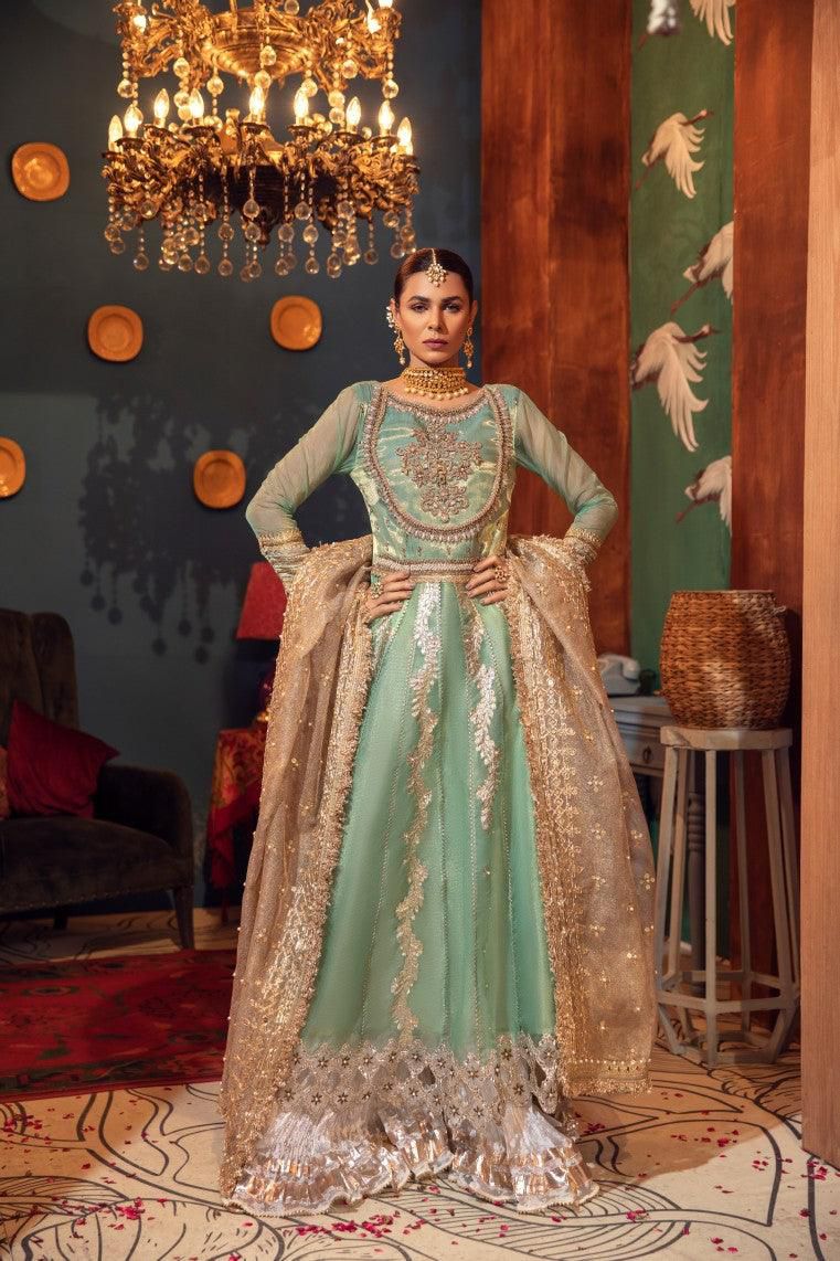 Khuda Baksh Green Sharara Suit