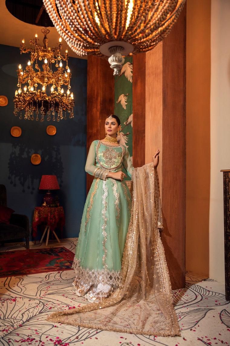 Khuda Baksh Green Sharara Suit