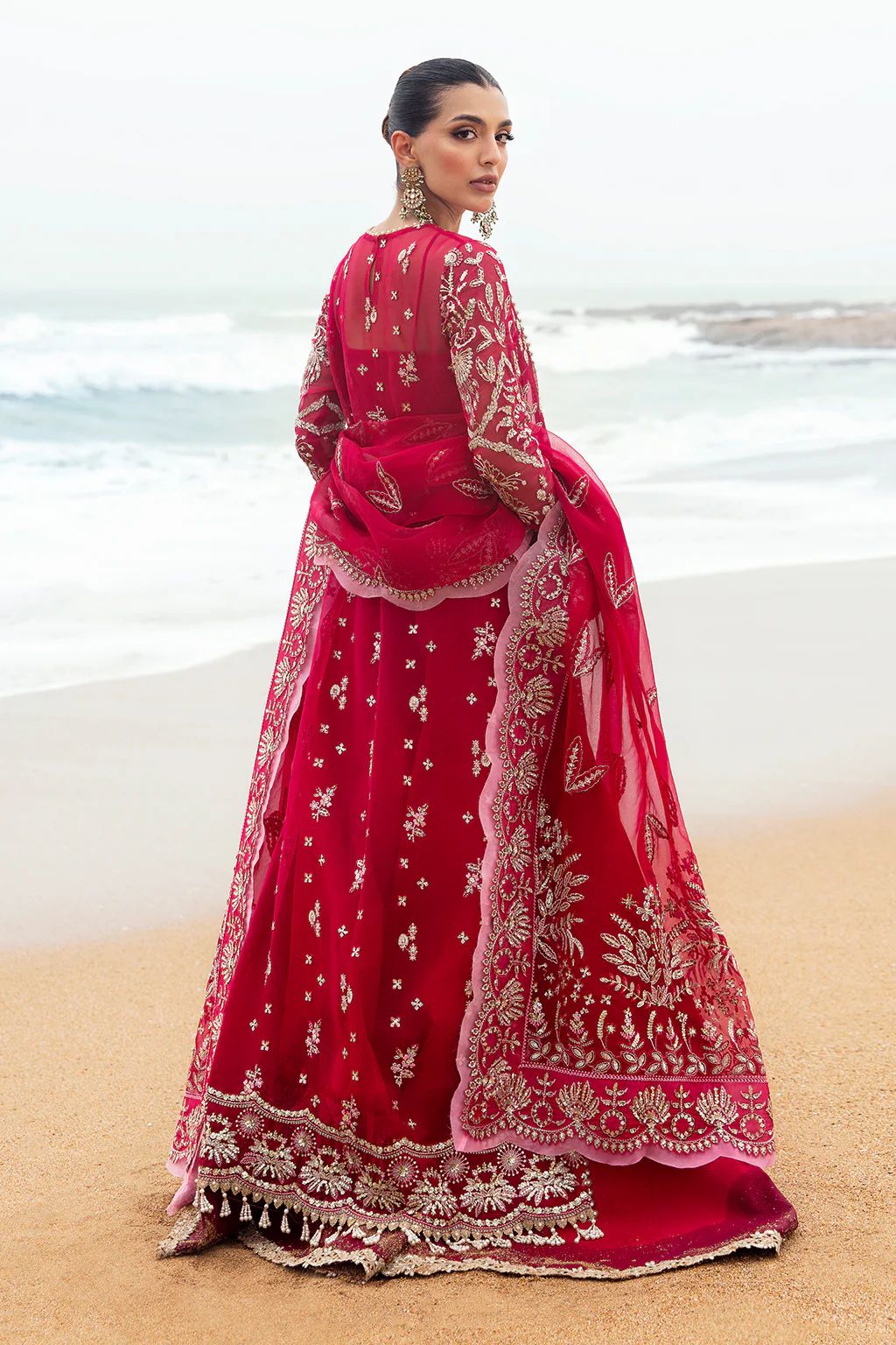 Afrozeh Red Organza Suit