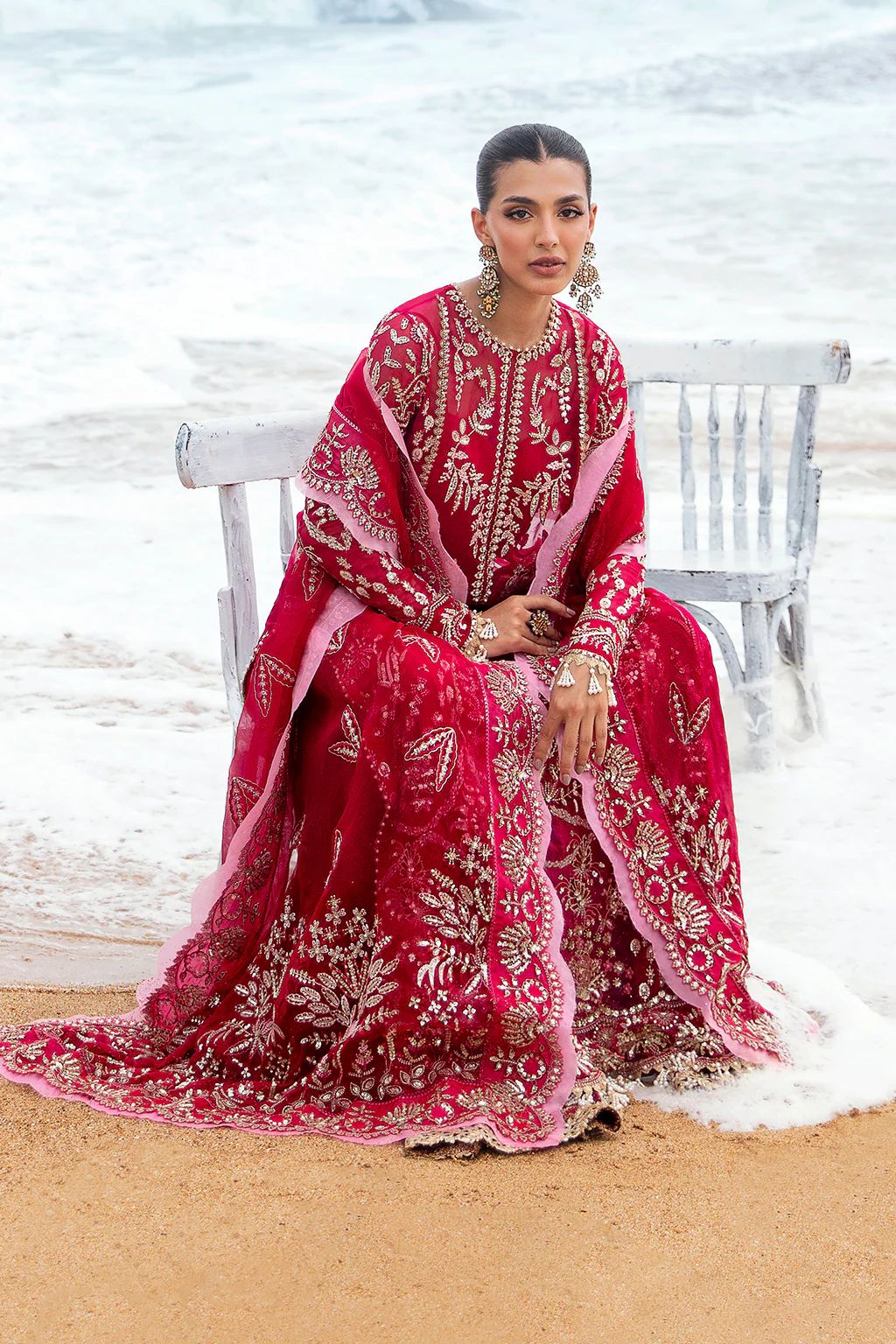 Afrozeh Red Organza Suit