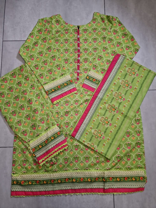 Light Green Flower Khaddar Suit