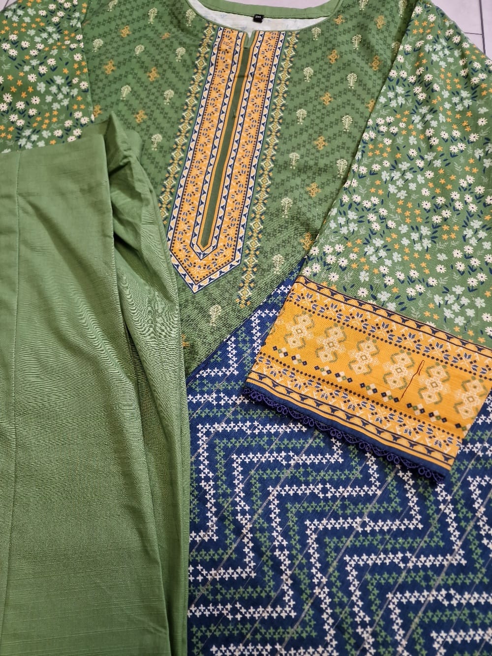 Green Khaddar Suit