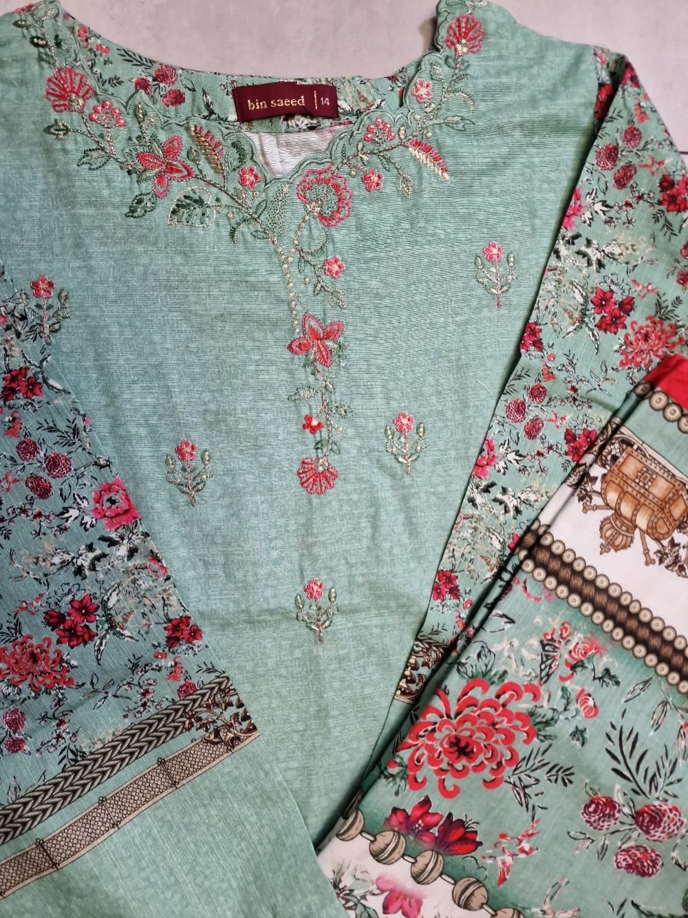 Turquoise Khaddar Suit