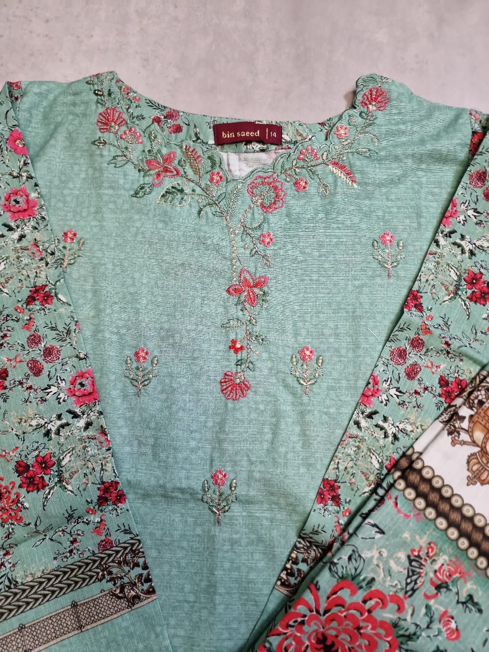 Turquoise Khaddar Suit