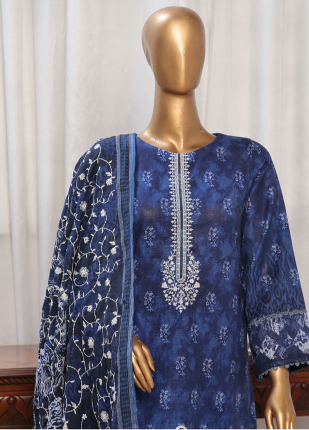 Blue Embroidered Khaddar Suit