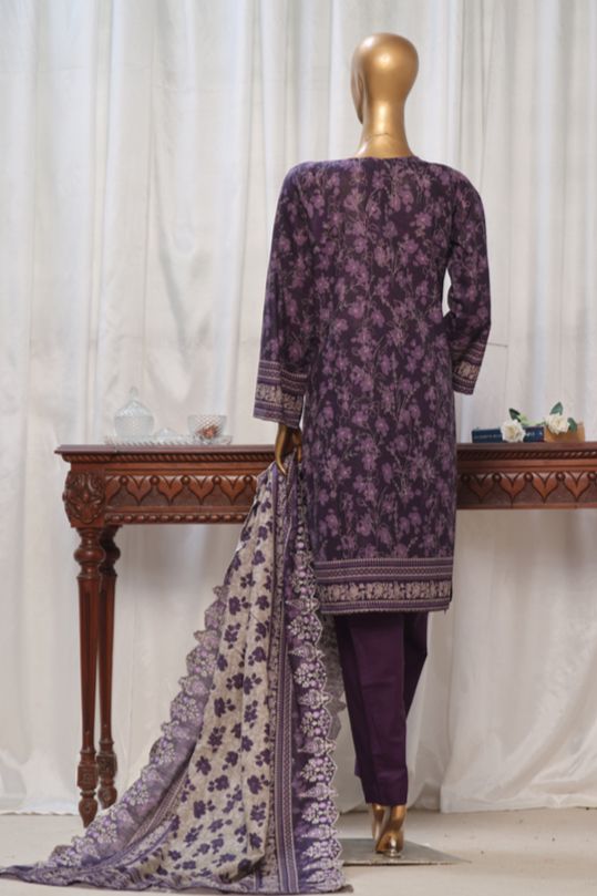 Purple Embroidered Khaddar Suit