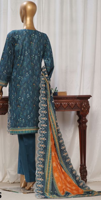 Blue Embroidered Khaddar Suit