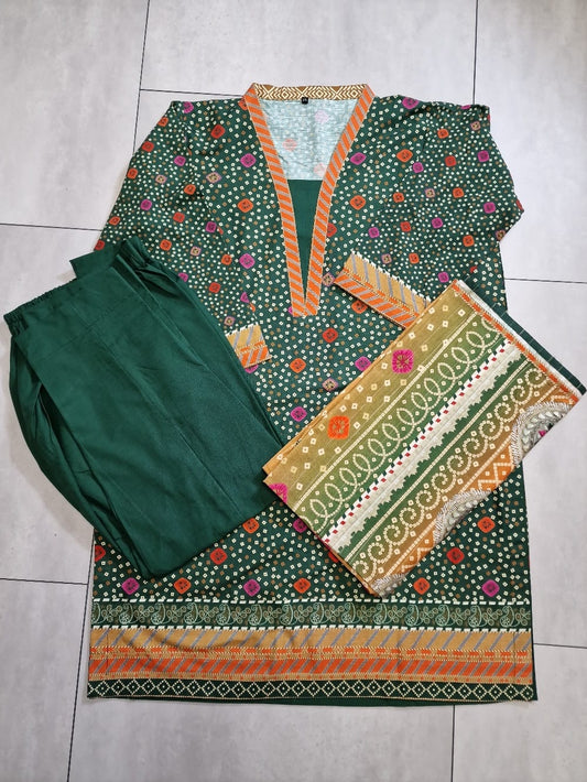 Flower Green Khaddar Suit